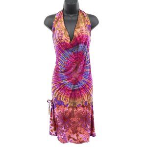 Evanescent Designs Tie-Dye Dress Womens M Multi Resort Coastal Beach Artsy Boho